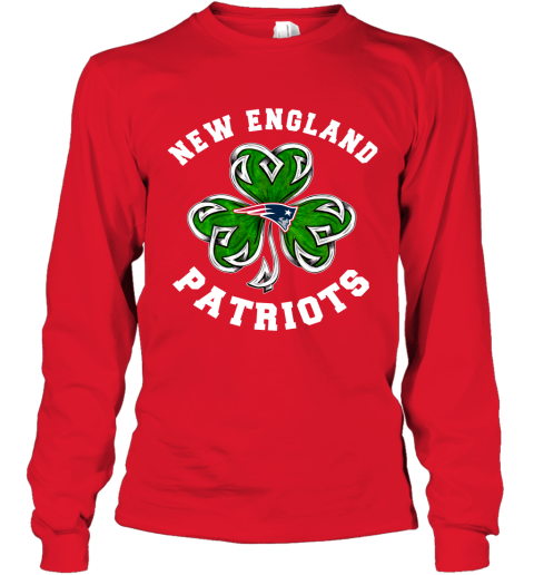 NFL New England Patriots Three Leaf Clover St Patrick's Day Football Sports tRsQVsxp2sY long sleeve tee 14 95 151514 front red