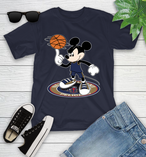 NBA Basketball New Orleans Pelicans Cheerful Mickey Disney Shirt Youth T-Shirt 3