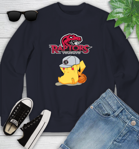 NBA Pikachu Basketball Sports Toronto Raptors Youth Sweatshirt 3