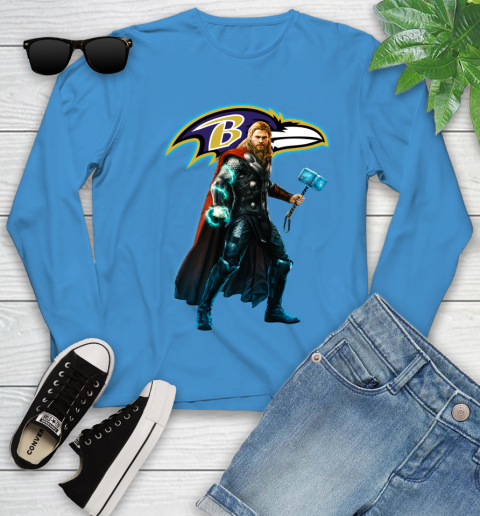 NFL Thor Avengers Endgame Football Baltimore Ravens Youth Long Sleeve 7