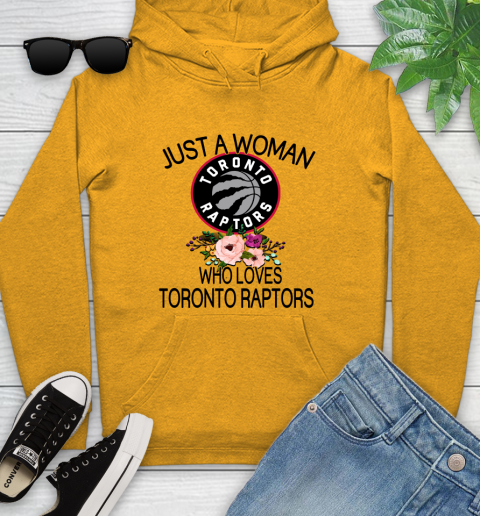 NBA Just A Woman Who Loves Toronto Raptors Basketball Sports Youth Hoodie 2