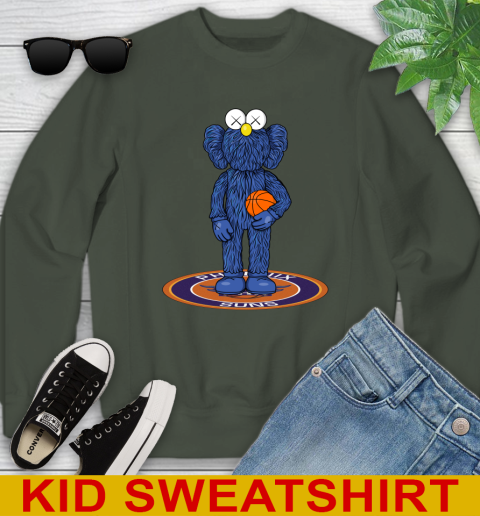 NBA Basketball Phoenix Suns Kaws Bff Blue Figure Shirt Youth Sweatshirt - Image 10