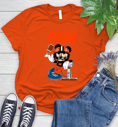 NFL Cleveland Browns Mickey Mouse Disney Super Bowl Football T Shirt Women's T-Shirt 4