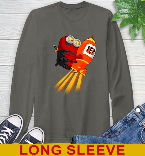 NFL Football Cincinnati Bengals Deadpool Minion Marvel Shirt Long Sleeve T-Shirt 10