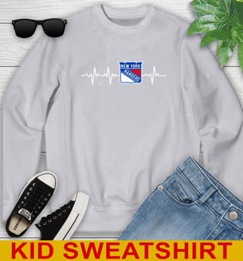 New York Rangers NHL Hockey Heart Beat Shirt Youth Sweatshirt 3