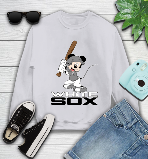 MLB Baseball Chicago White Sox Cheerful Mickey Mouse Shirt Youth Sweatshirt 4