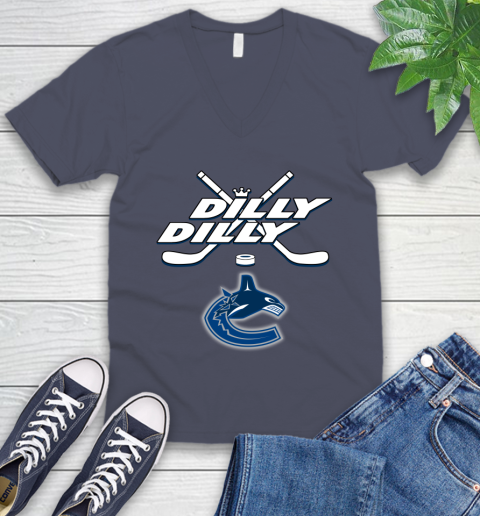 NHL Vancouver Canucks Dilly Dilly Hockey Sports V-Neck T-Shirt 9