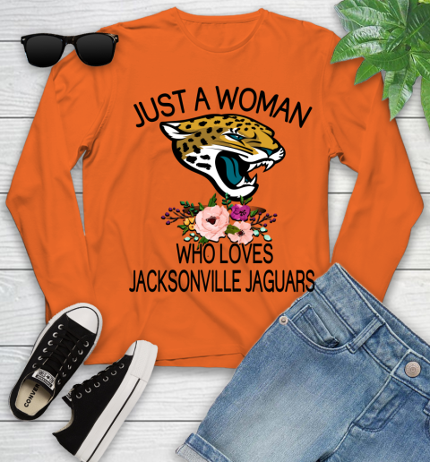 NFL Just A Woman Who Loves Jacksonville Jaguars Football Sports Youth Long Sleeve 2