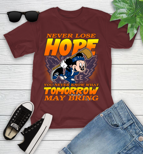 Toronto Maple Leafs NHL Hockey ootball Mickey Disney Never Lose Hope Youth T-Shirt 14