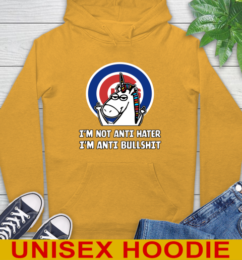 Chicago Cubs MLB Baseball Unicorn I'm Not Anti Hater I'm Anti Bullshit Hoodie 3