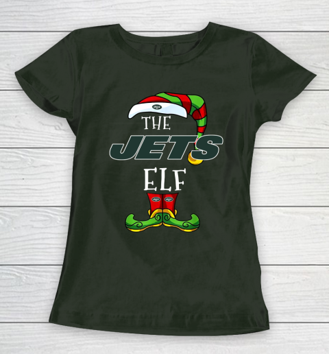 New York Jets Christmas ELF Funny NFL Women's T-Shirt 4