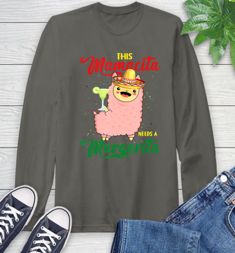 Nurse Shirt This Mamacita needs a Margarita Llama T Shirt Long Sleeve T-Shirt 10
