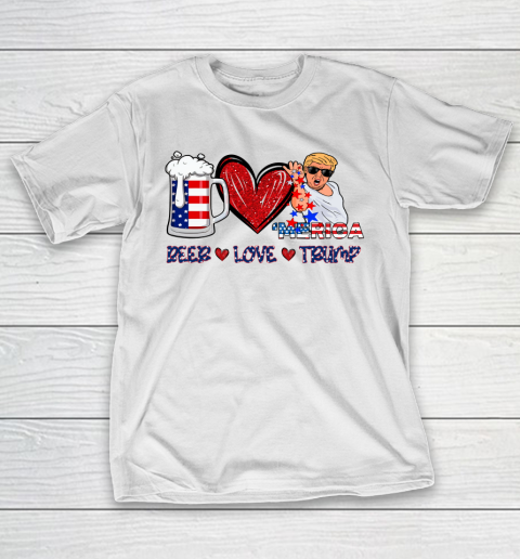 Beer Love Trump Tshirt Merica 4 Of July Independence Day T-Shirt