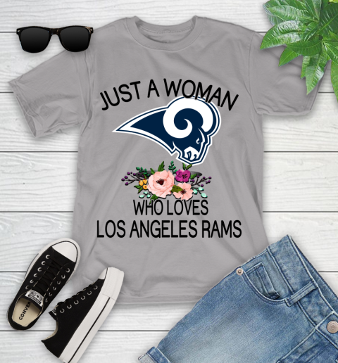 NFL Just A Woman Who Loves Los Angeles Rams Football Sports Youth T-Shirt 2