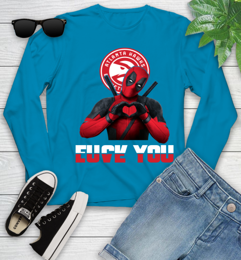 NBA Atlanta Hawks Deadpool Love You Fuck You Basketball Sports Youth Long Sleeve 8