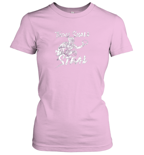 wmwi thou shall not steal baseball catcher ladies t shirt 20 front light pink