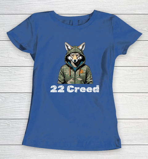 Coyote in Hood 22 Creed Graphic Hunting Women's T-Shirt 6