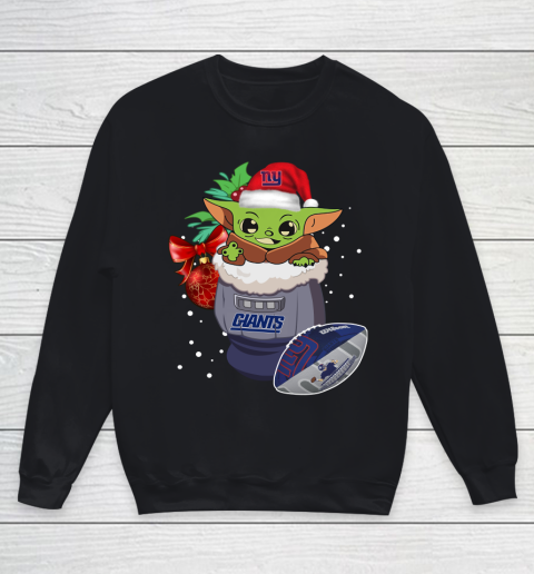 New York Giants Christmas Baby Yoda Star Wars Funny Happy NFL Youth Sweatshirt