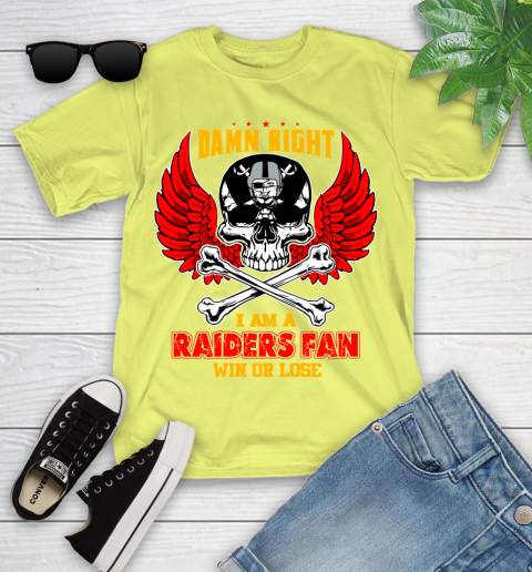 NFL Damn Right I Am A Oakland Raiders Win Or Lose Skull Football Sports Youth T-Shirt 10
