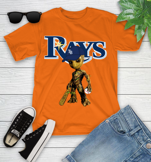 MLB Tampa Bay Rays Groot Guardians Of The Galaxy Baseball Youth T-Shirt 7