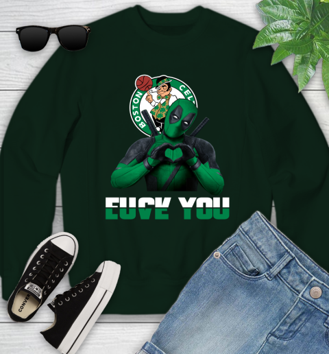 NBA Boston Celtics Deadpool Love You Fuck You Basketball Sports Youth Sweatshirt 9
