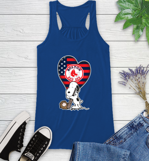 Boston Red Sox MLB Baseball The Peanuts Movie Adorable Snoopy Racerback Tank 9