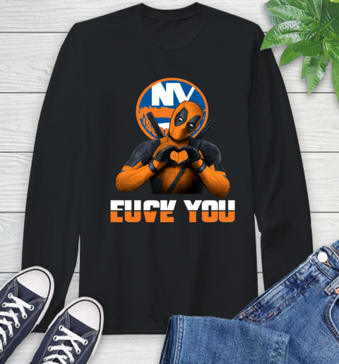 NHL New York Islanders Deadpool Love You Fuck You Hockey Sports Long Sleeve T-Shirt