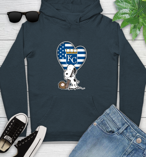 Kansas City Royals MLB Baseball The Peanuts Movie Adorable Snoopy Youth Hoodie 8