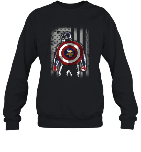 NFL Minnesota Vikings Captain America Marvel Flag Football Sports HOSZBmO9Pxs sweatshirt 35 95 151514 front black