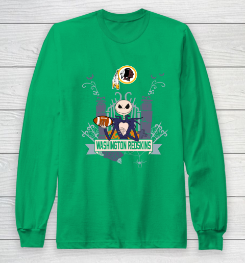 NFL Washington Redskins Football Jack Skellington Halloween Long Sleeve T-Shirt 4