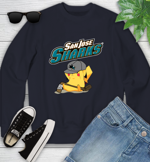 NHL Pikachu Hockey Sports San Jose Sharks Youth Sweatshirt 3