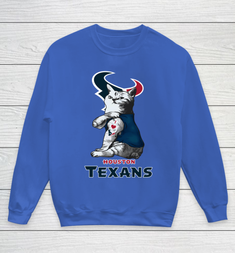 NFL Football My Cat Loves Houston Texans Youth Sweatshirt 6