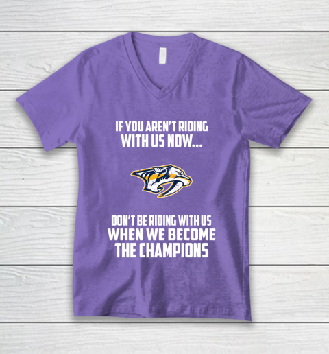 NHL Nashville Predators Hockey We Become The Champions V-Neck T-Shirt 8