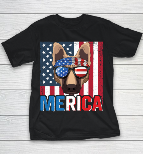 Independence Day German Shepherd Merica Flag 4th of July Dog American Puppy Youth T-Shirt