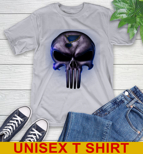 St.Louis Blues NHL Hockey Punisher Skull Sports T-Shirt 5