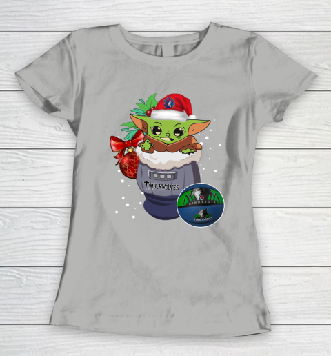 Minnesota Timberwolves Christmas Baby Yoda Star Wars Funny Happy NBA Women's T-Shirt 11