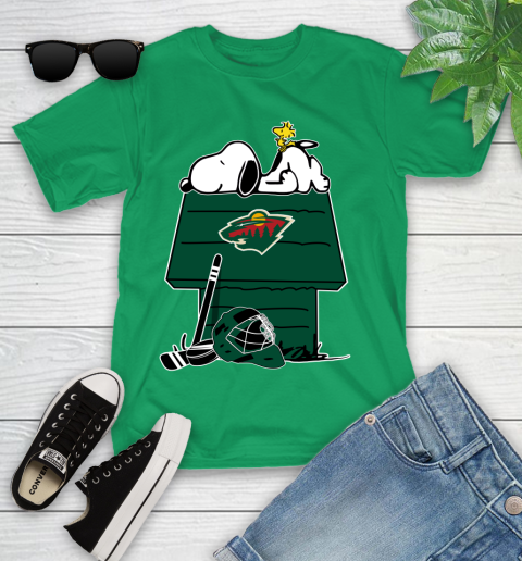 Minnesota Wild NHL Hockey Snoopy Woodstock The Peanuts Movie Youth T-Shirt 6
