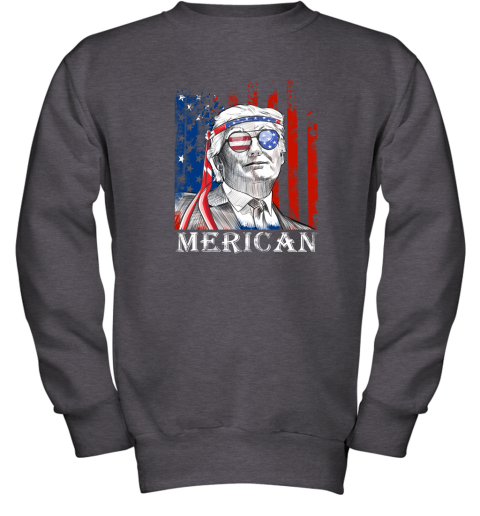 eh2k merica donald trump 4th of july american flag shirts youth sweatshirt 47 front dark heather