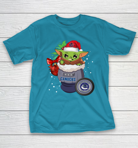 Vancouver Canucks Christmas Baby Yoda Star Wars Funny Happy NHL T-Shirt 8
