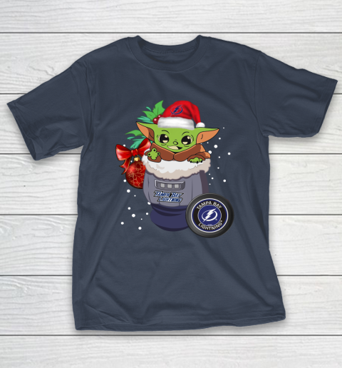 Tampa Bay Lightning Christmas Baby Yoda Star Wars Funny Happy NHL T-Shirt 5