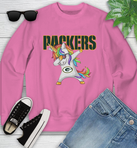 Green Bay Packers NFL Football Funny Unicorn Dabbing Sports Youth Sweatshirt 7
