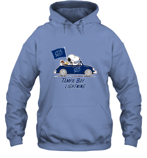 Snoopy And Woodstock Ride The Tampa Bay Lightnings Car ms3y snoopy and woodstock ride the tampa bay lightnings car hoodie 23 front carolina blue