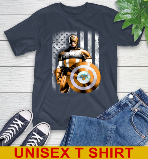 New York Knicks NBA Basketball Captain America Marvel Avengers American Flag Shirt T-Shirt 3