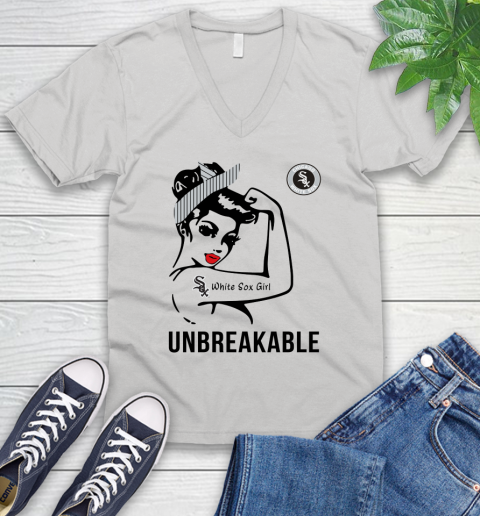 MLB Chicago White Sox Girl Unbreakable Baseball Sports V-Neck T-Shirt