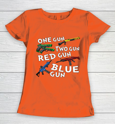 One Gun Two Gun Red Gun Blue Gun Women's T-Shirt 3