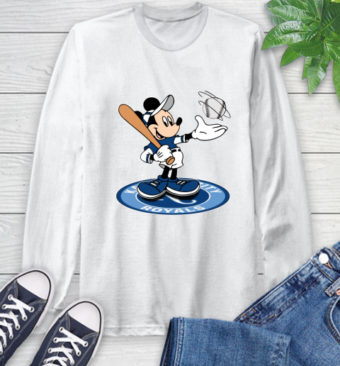 MLB Baseball Kansas City Royals Cheerful Mickey Disney Shirt Long Sleeve T-Shirt 2