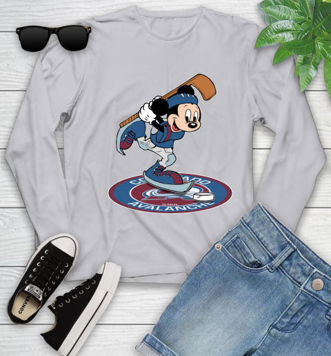 NHL Hockey Colorado Avalanche Cheerful Mickey Disney Shirt Youth Long Sleeve 5