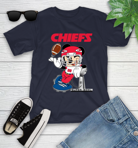 NFL Kansas city chiefs Mickey Mouse Disney Super Bowl Football T Shirt Youth T-Shirt 3