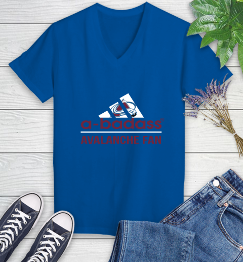 NHL A Badass Colorado Avalanche Fan Adidas Hockey Sports Women's V-Neck T-Shirt 10