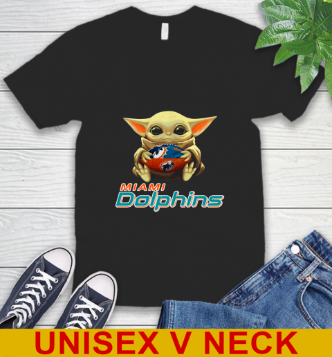 NFL Football Miami Dolphins Baby Yoda Star Wars Shirt V-Neck T-Shirt 2